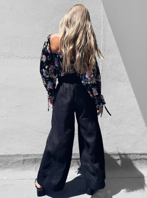 Hanna Wide Leg Pant — Black